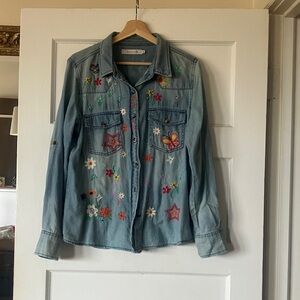 Embroidered Denim Shirt, super fun, so many colorful details
